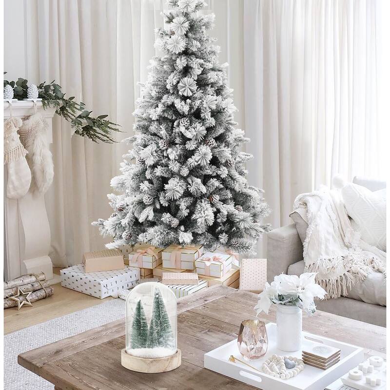 Lighted Snowy Christmas Tree Battery-Operated Glass Globe Holiday Decoration