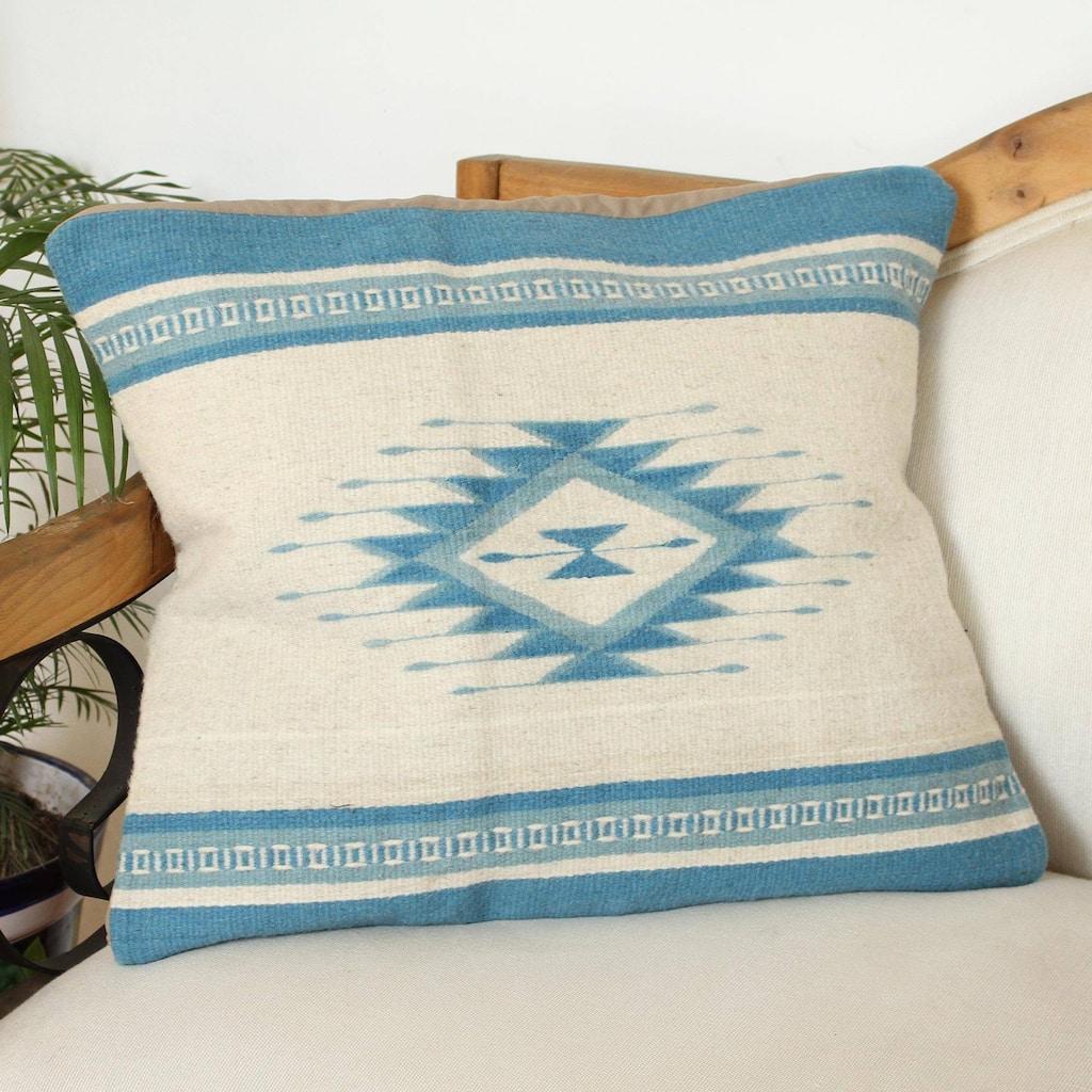 Handmade Zapotec Azure cushion cover (Mexico)