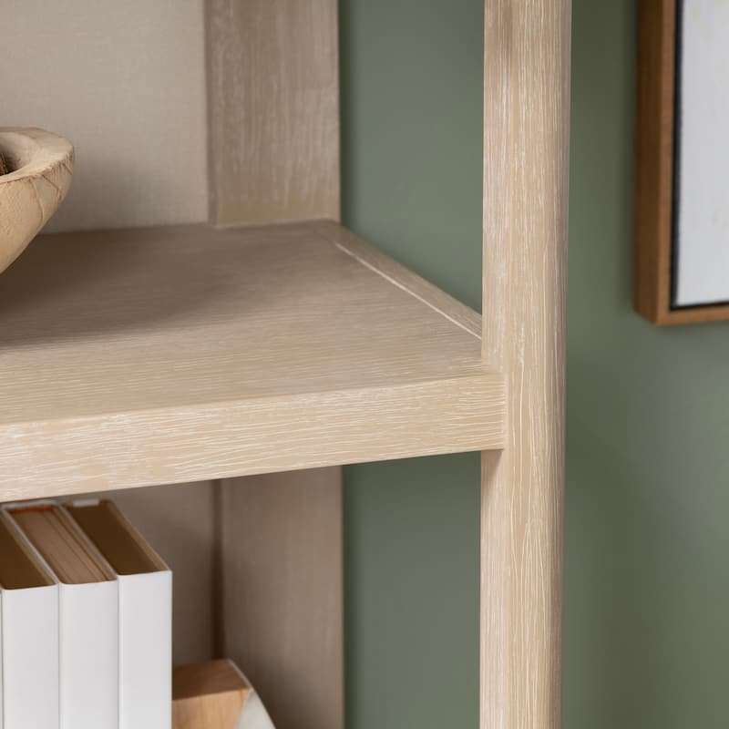 78 in. Tan Solid Wood 4 Shelf Bookcase