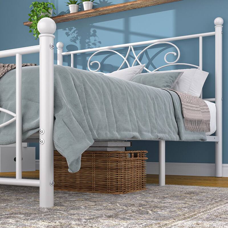 VECELO Metal Bed Frame with High Headboard and Footboard, Platform Beds with Heavy Duty Mattress Foundation