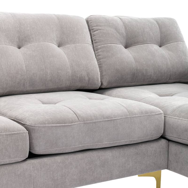 110" L-Shape Convertible Sectional Sofa Couch - Light Grey