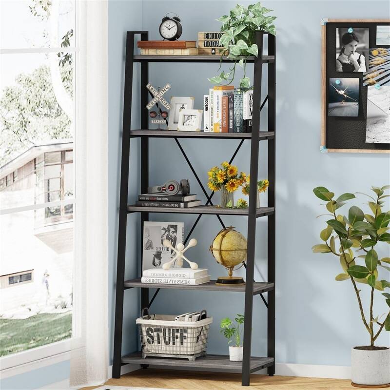 5 Tier Ladder Shelf - 14.17"D x 27.56"W x 65.55"H