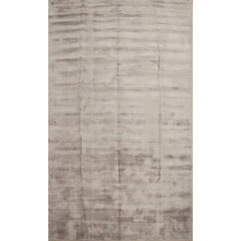Hand Knotted Oriental Viscose Silk Carpet Modern Modern Brown Abstract Area Rug - 11' 4'' X 8' 1''