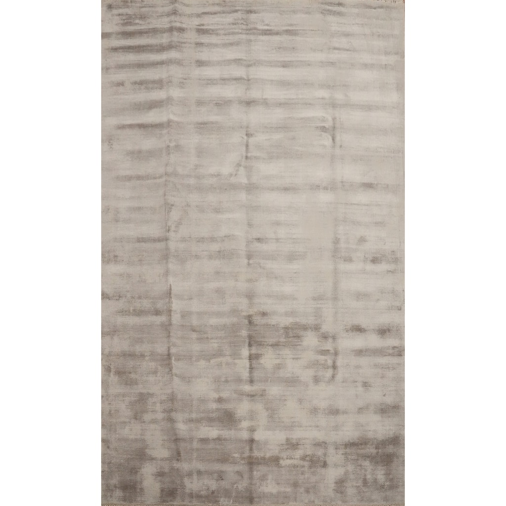 Hand Knotted Oriental Viscose Silk Carpet Modern Modern Brown Abstract Area Rug - 11' 4'' X 8' 1''