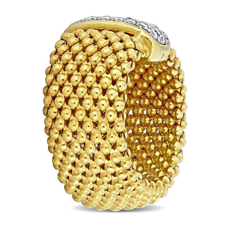 Miadora 3/4ct TGW Cubic Zirconia Popcorn Design Flexible Ring in Yellow Silver