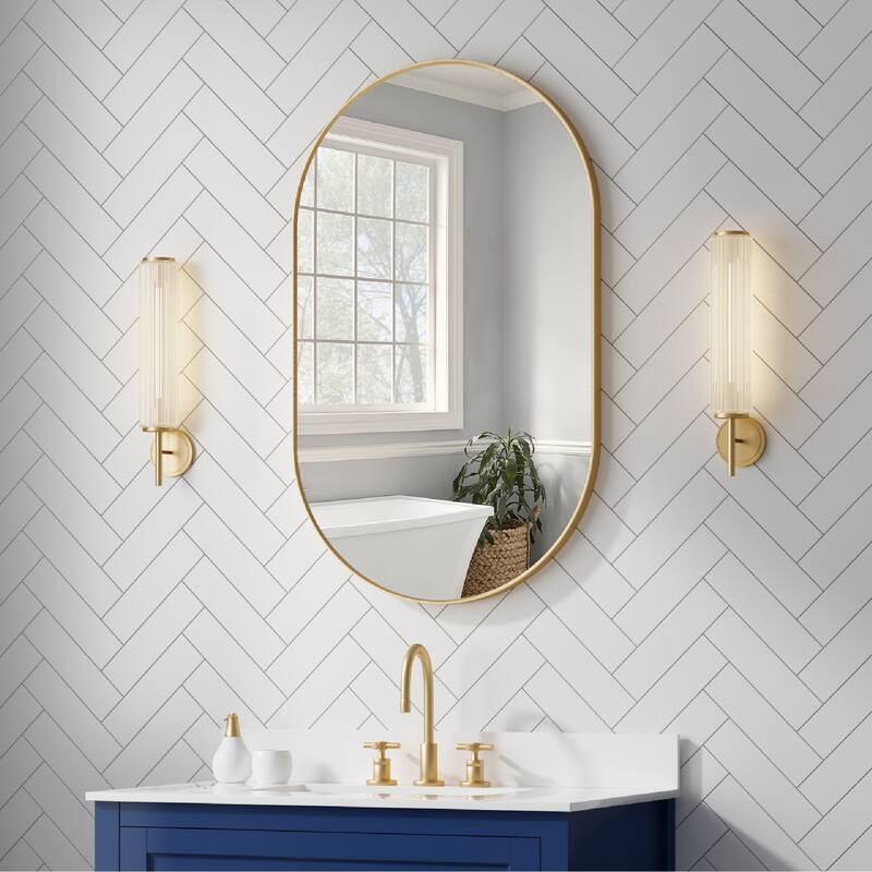 Bathroom Wall Mounted Oval Metal Framed Mirror
