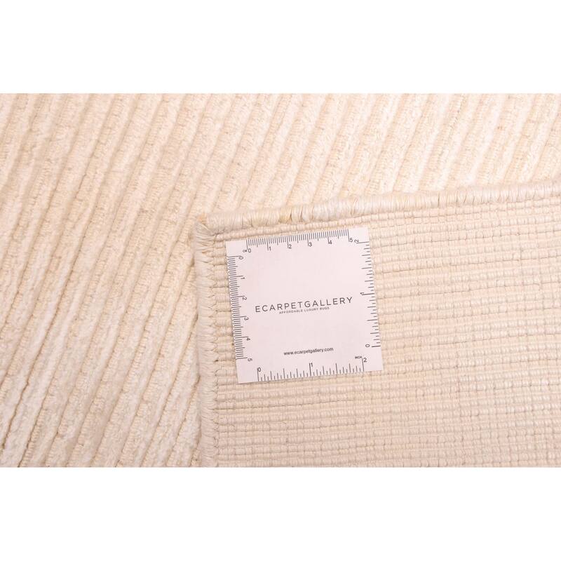 ECARPETGALLERY Hand-knotted Loreto Cream Viscose Rug - 8'0 x 10'1