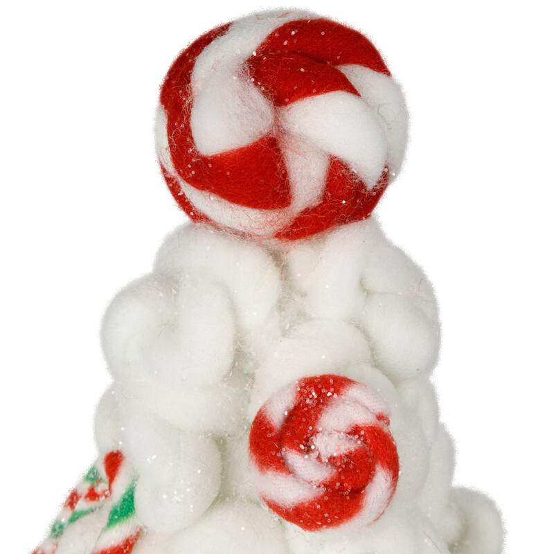 Plush Tree with Peppermint and Candy Canes Christmas Decoration - 16.5"