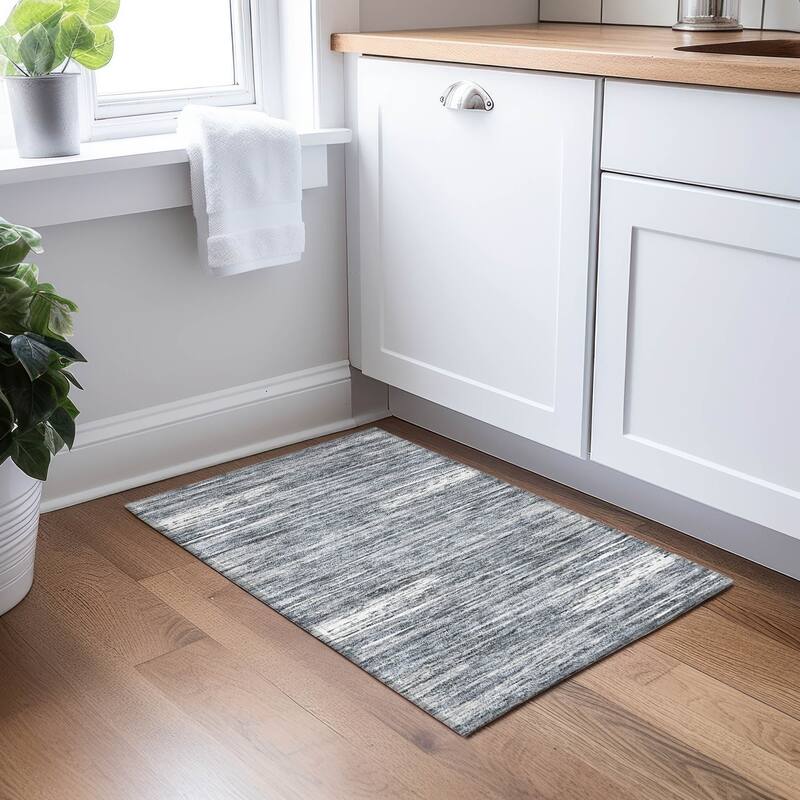 Machine Washable Indoor/ Outdoor Chantille Abstract Stripe Rug