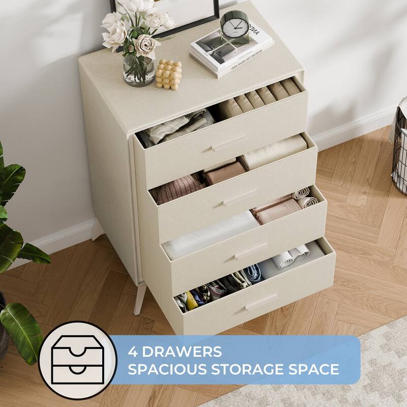 Metal-Framed Fabric Storage Dresser Cabinet with Drawer