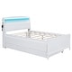 preview thumbnail 10 of 12, Full Platform Kids Bed with LED Storage Headboard, Twin Size Trundle, and 3-Drawers for Extra Storage and Convenience, White