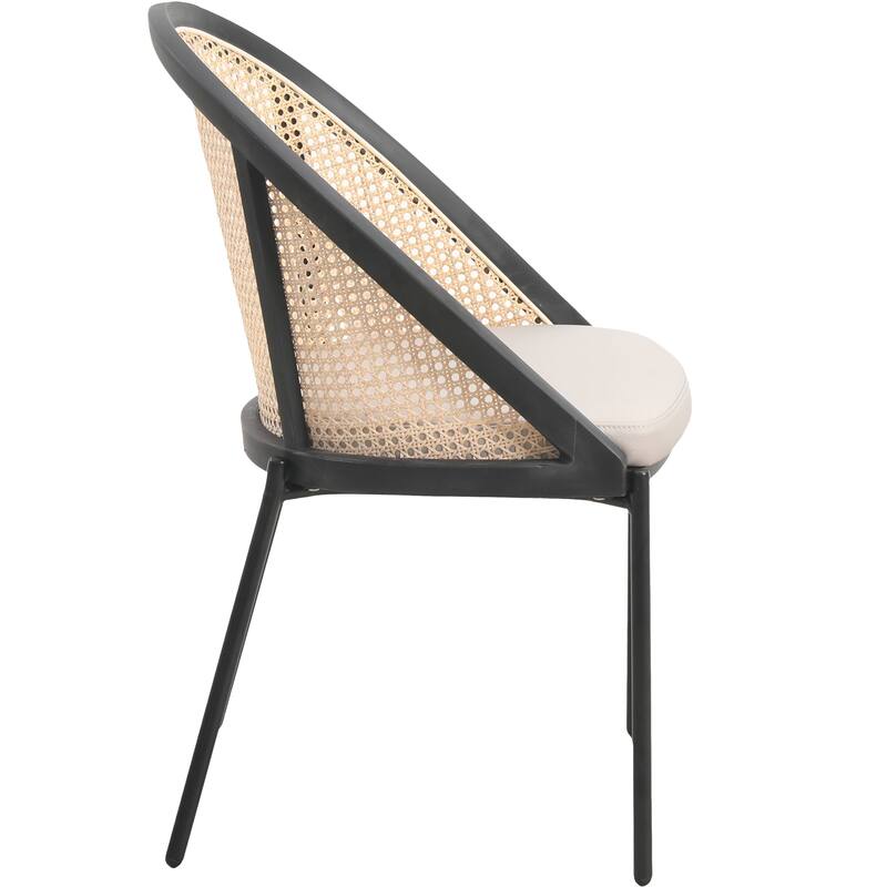 Urbane Modern Stylish Dining Chair with Vinyl Fabric Seat and Wicker Back for Dining Room & Kitchen, Set of 4
