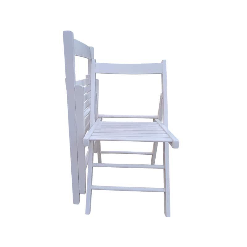 Set of 2 Solid Wood Folding Chairs with Slatted Seat, Open Back, Fully Assembled for Indoor & Outdoor Use