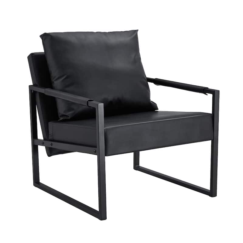 PU Leather Accent Chair with Metal Frame and Modern Industrial Style (27"W x 29.7"D x 29.6"H)