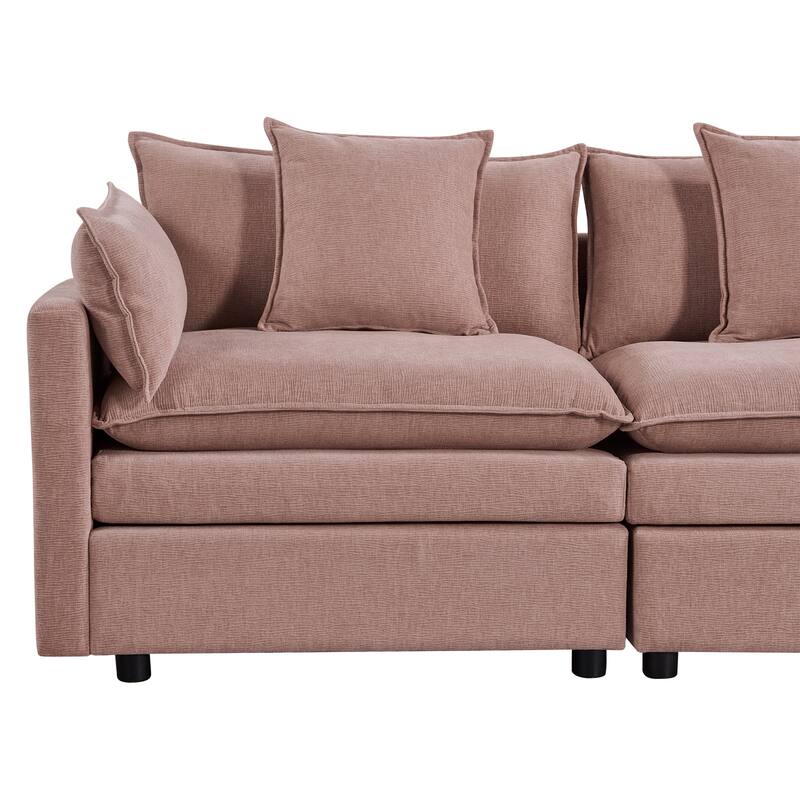 108.66" L-Shaped 4-Seater Sectional Sofa with Convertible Chaise and Ottoman, Spacious Cloud Couch Design