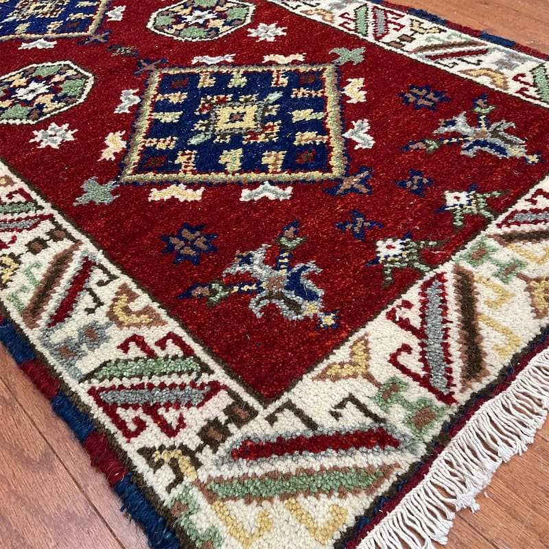 HERAT ORIENTAL Handmade Kazak Wool Rug - 2'1" x 4'