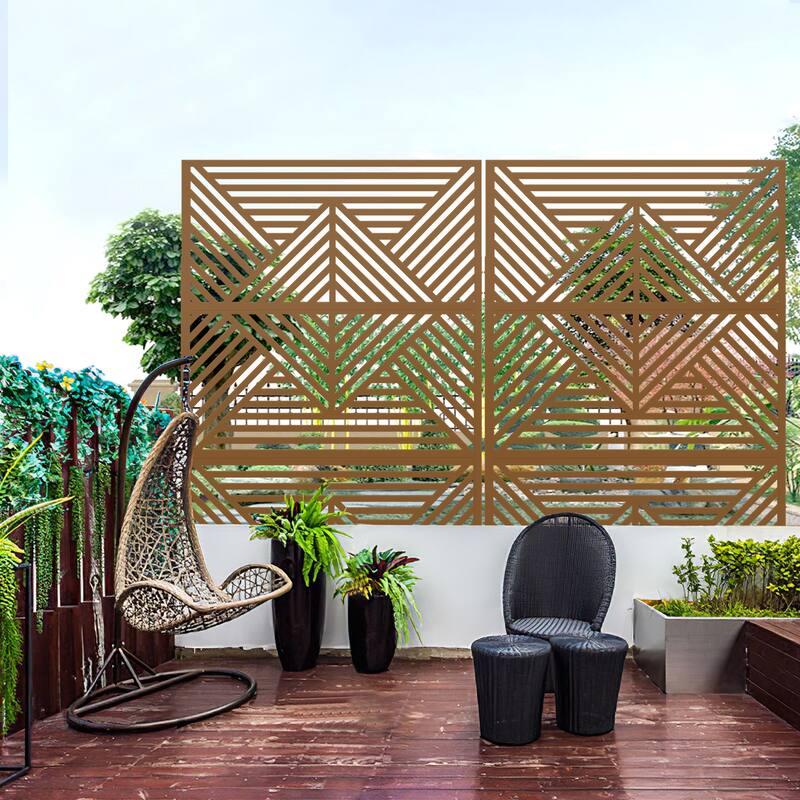 Metal Privacy Screen Wall Decoration Free Standing-6.3 ft. H X 4 ft. W