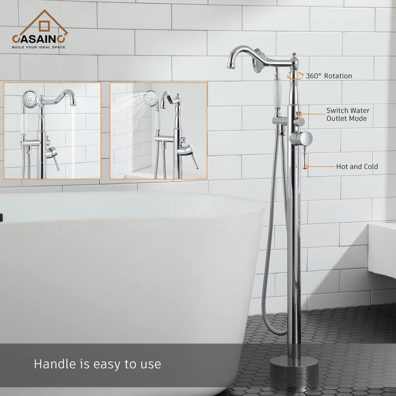 Single Handle Classical Freestanding Bathtub Faucet with Hand Shower Hand