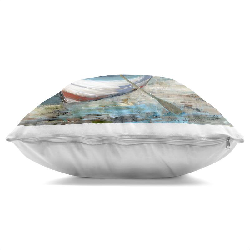 Stupell Boat & Oar on Shore Decorative Printed Throw Pillow Design by Sally Swatland