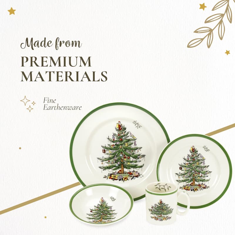 Spode Christmas Tree 4 Piece Place Setting - 11.2" L x 3.5" W x 11.2" H