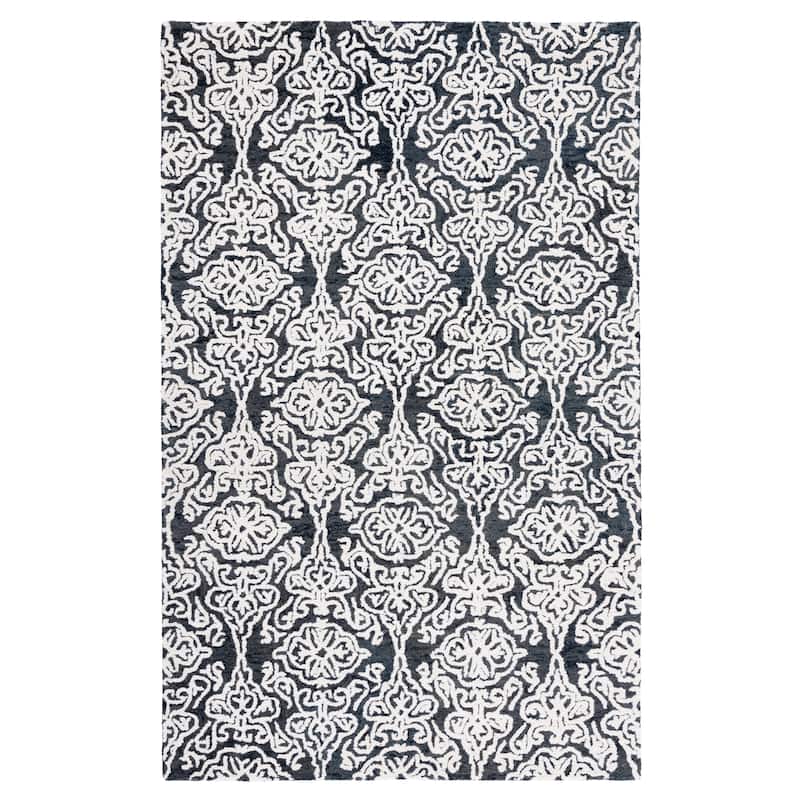 SAFAVIEH Handmade Blossom Mahalia Modern Floral Wool Rug - 3' x 5' - Black/Ivory