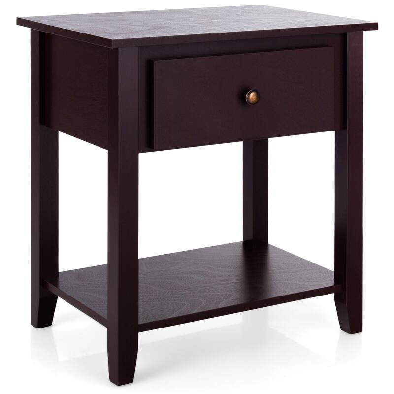Costway End Table Nightstand Storage Display Furniture Drawer Shelf