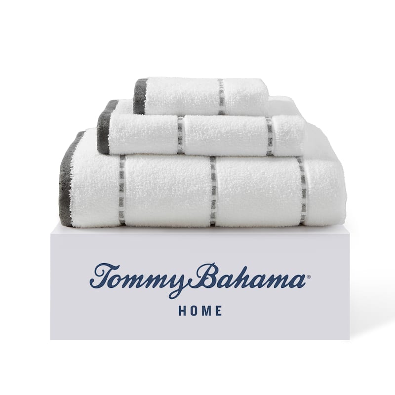 Tommy Bahama Ridley Solid Cotton Terry 3 Piece Towel Set - 3 Piece - Grey
