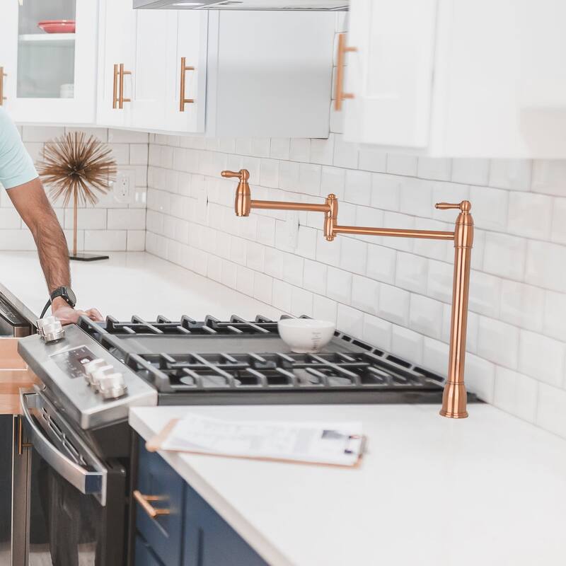Copper Deck-Mounted Pot Filler Faucet