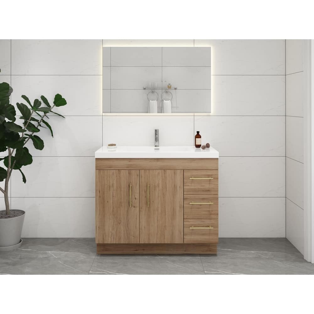 Eliza 42'' Freestanding Vanity (Right Drawers) with Single Sink