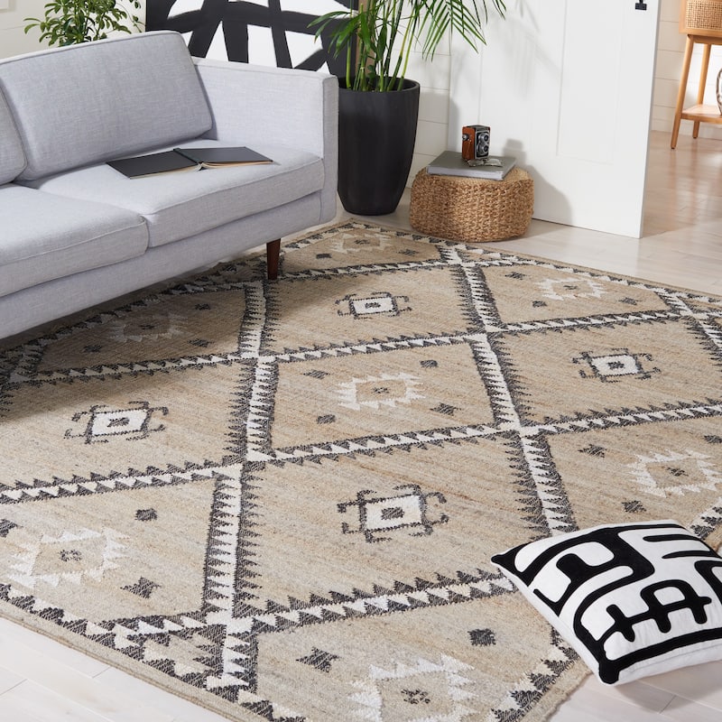 SAFAVIEH Flatweave Kilim Anneclaar Jute Rug - 9' x 12' - Grey/Black