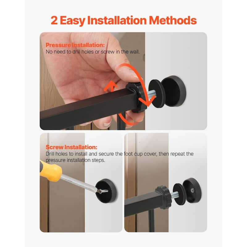 Adjustable 36-Inch Baby Gate with Auto-Close and One-Handed Operation for Stairs Hallways or Kitchens - 26-48”W x 36”H
