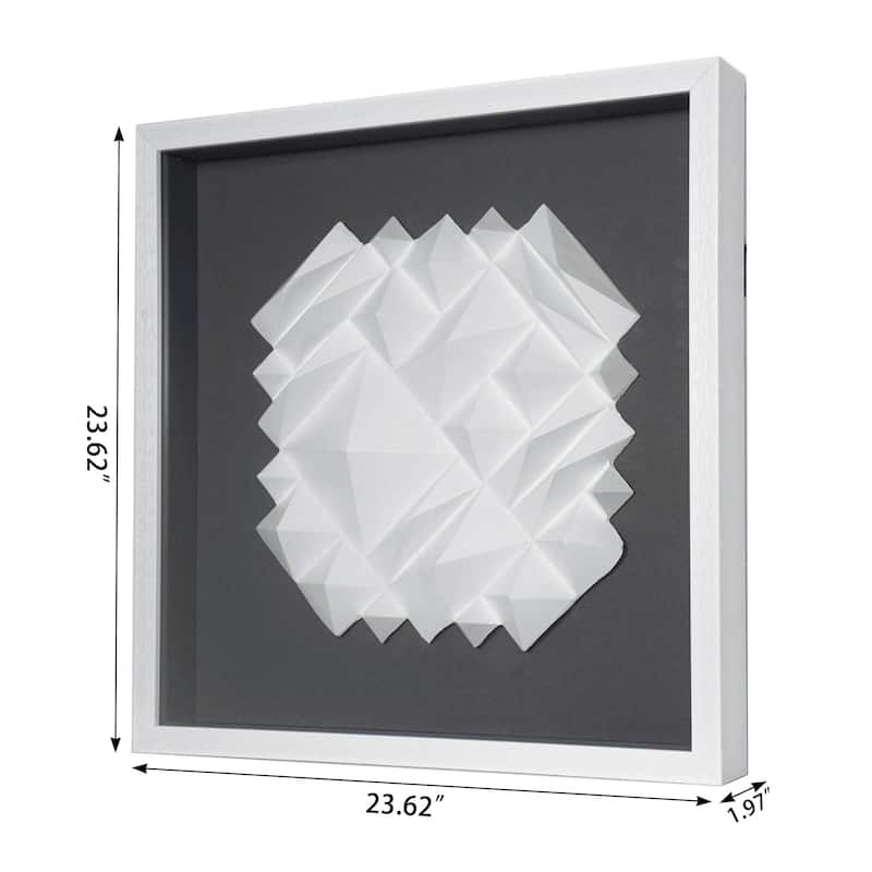 HUJI White Ridges Shadow Box Wall Decor