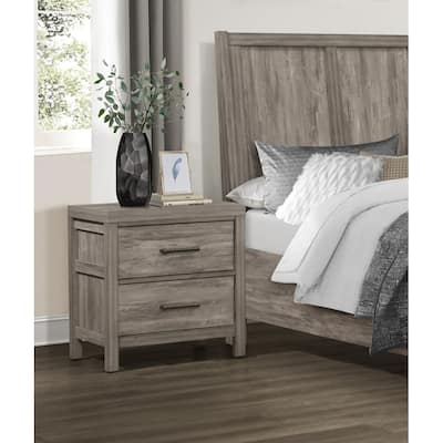 Rustic Farmhouse Nightstand, Bedside Storage Cabinet with Drawers, Sofa Side Table with Solid Wood Legs, Entry Side Table