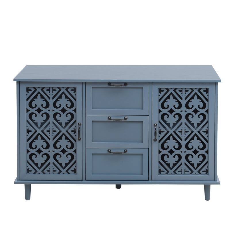 American Style Wood Sideboard Buffet Cabinet with 3 Storage Drawers and 2 Doors