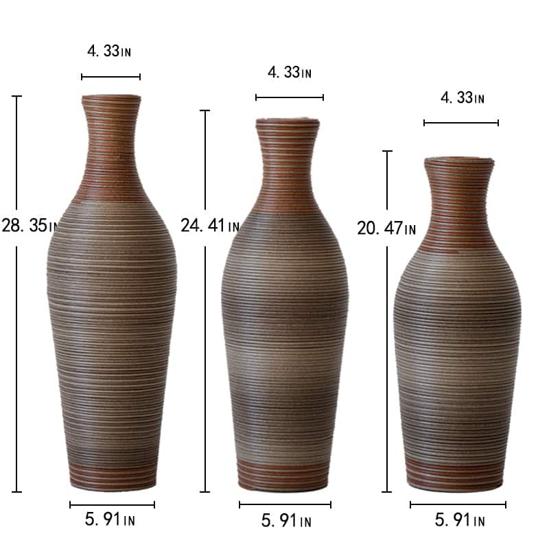 Set of 3 Classic Decorative Floor Desktop Artificial Vase, High Independent Flower Stand