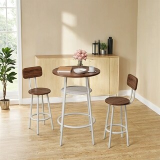 3 PCS Dining Table and Chairs Set with 2 Stools Dining Table Set - Bed ...