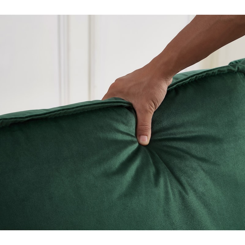 Convertible Velvet Double Seat Sofa Bed, Green, 46x36x16 inches