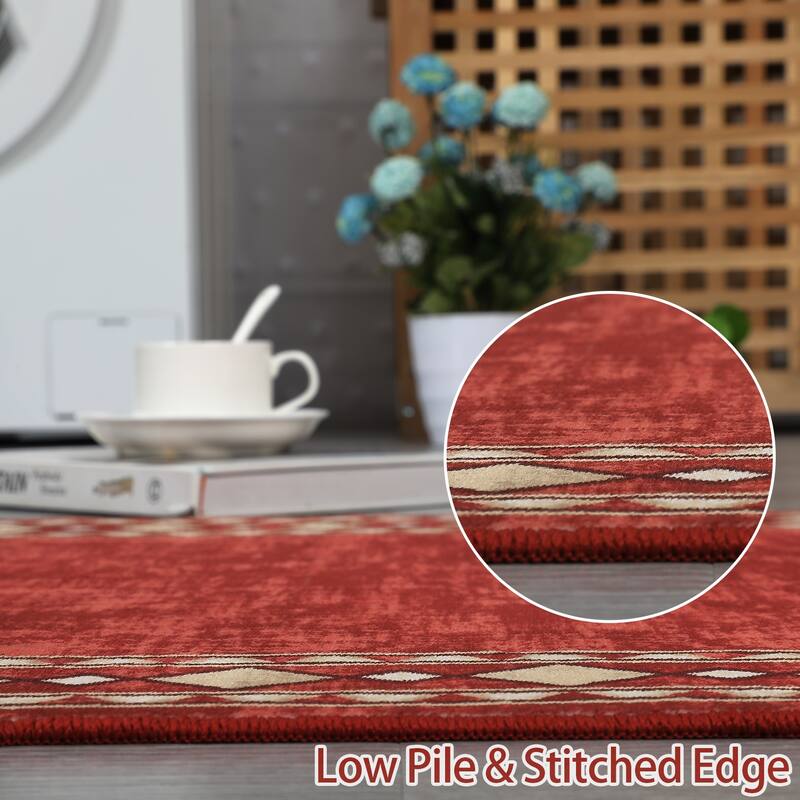Garvee Machine Washable Rug Modern Bordered Area Rugs