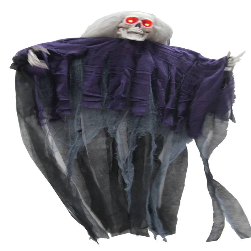 3' Purple and Gray Hanging Long Hair Reaper Halloween Prop