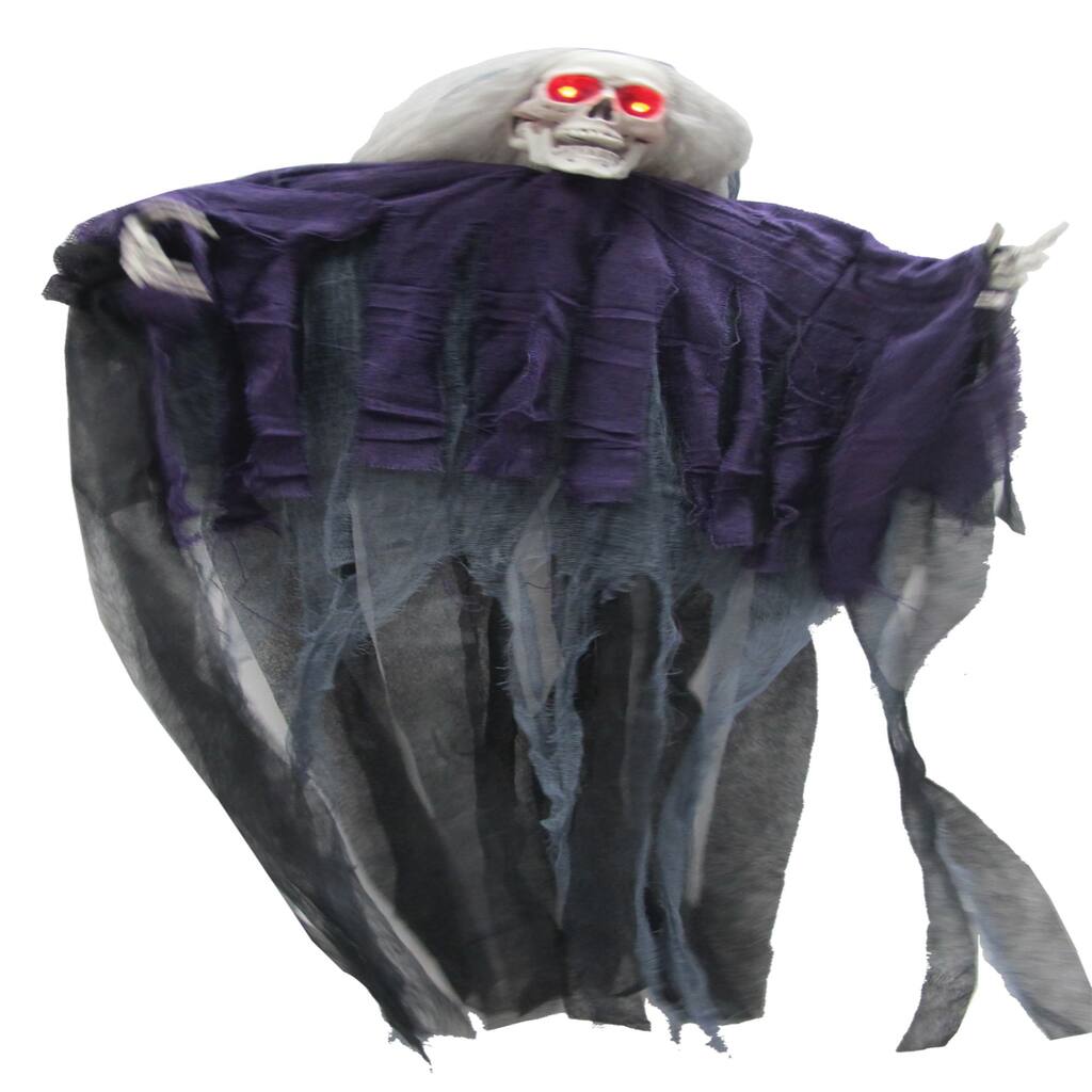 3' Purple and Gray Hanging Long Hair Reaper Halloween Prop