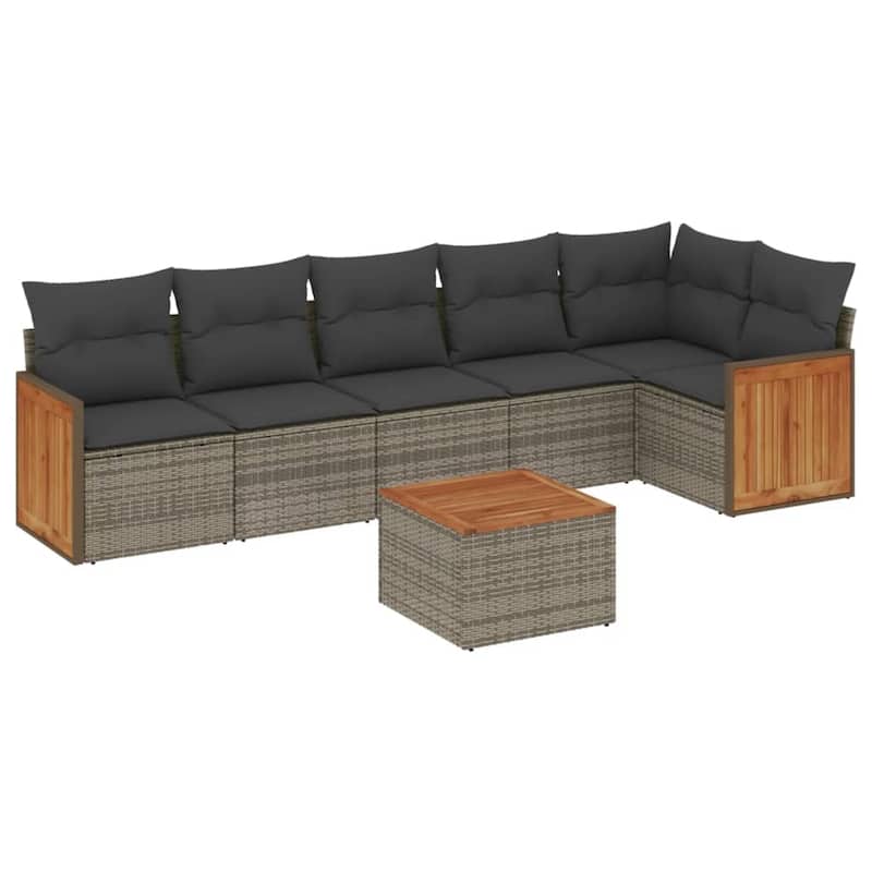 vidaXL Patio Sofa Set with Cushions Outdoor Conversation Furniture Poly Rattan