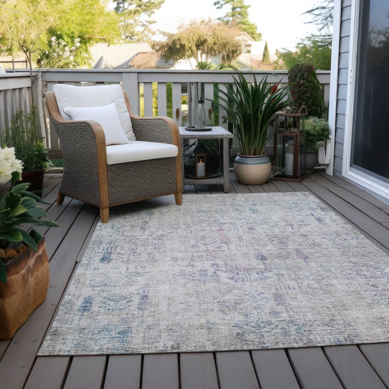 Machine Washable Indoor/ Outdoor Vintage Traditional Chantille Rug