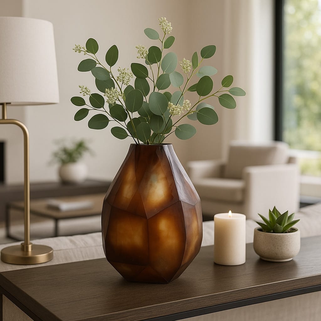 Geometric Glass Vase - Sculptural Flower Vase - for Home Decor