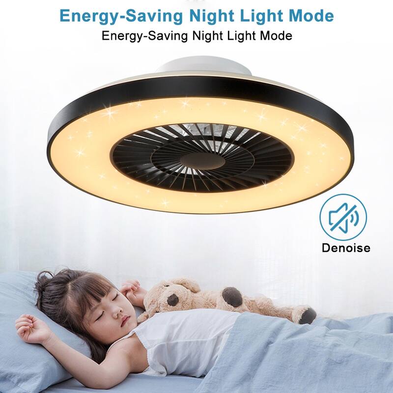 23" Dimmable Ceiling Fan with Light Remote Flush Mounted