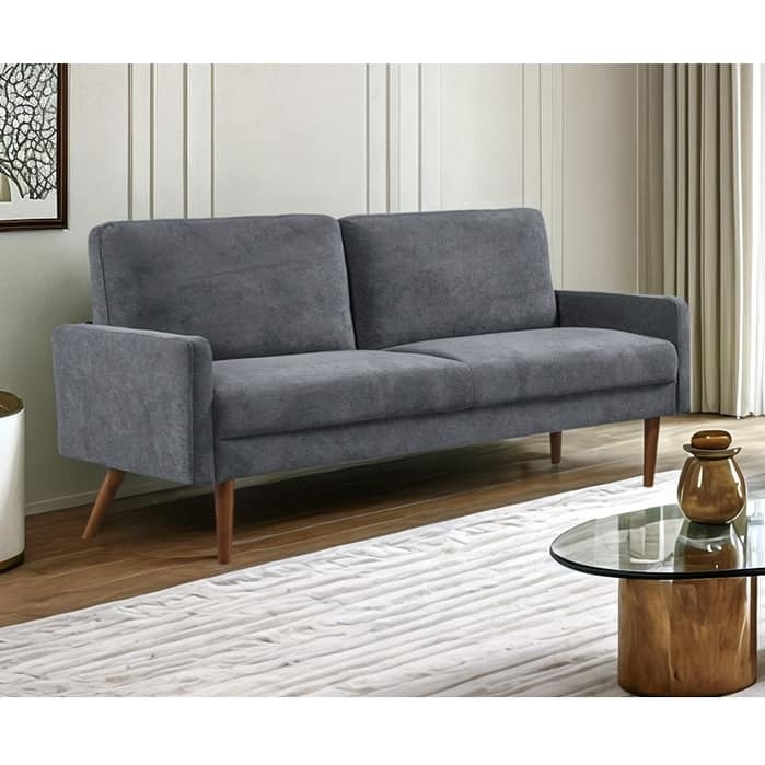 European Style Grey Velvet 3 Seater Sofa with Sleek Design