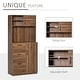 preview thumbnail 3 of 5, HOMCOM 70" Kitchen Buffet Hutch with 3 Drawers, Sliding Door, Large Cabinet and Adjustable Shelves, Walnut