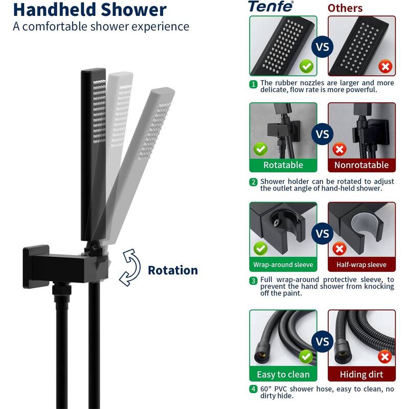 Wall Mounted Tub Faucet with Handheld Shower Waterfall Tub Filler Single Hnadle Bathtub Faucet Matte Black