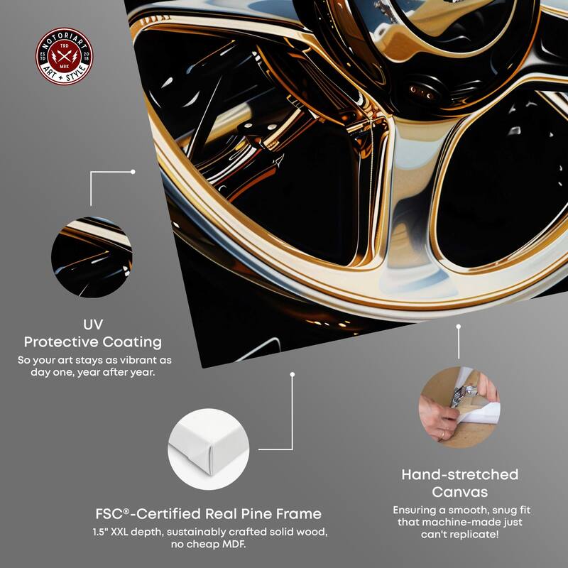 Notoriart Elegant Steering Wheel Gallery Wrapped Car 1 Piece Canvas Wall Art