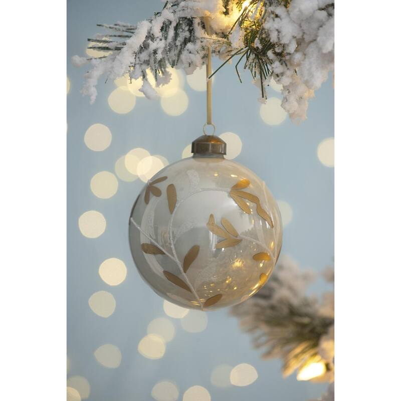 D3.9" Christmas Ball Ornaments, Glass Decorative Hanging Ball Christmas Tree Ornaments for Holiday Decorations, Set of 6 - White