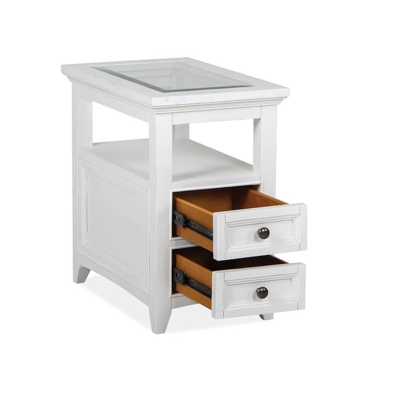 Magnussen Home Heron Cove Chalk White Chairside End Table - 15''W x 24''D x 24''H